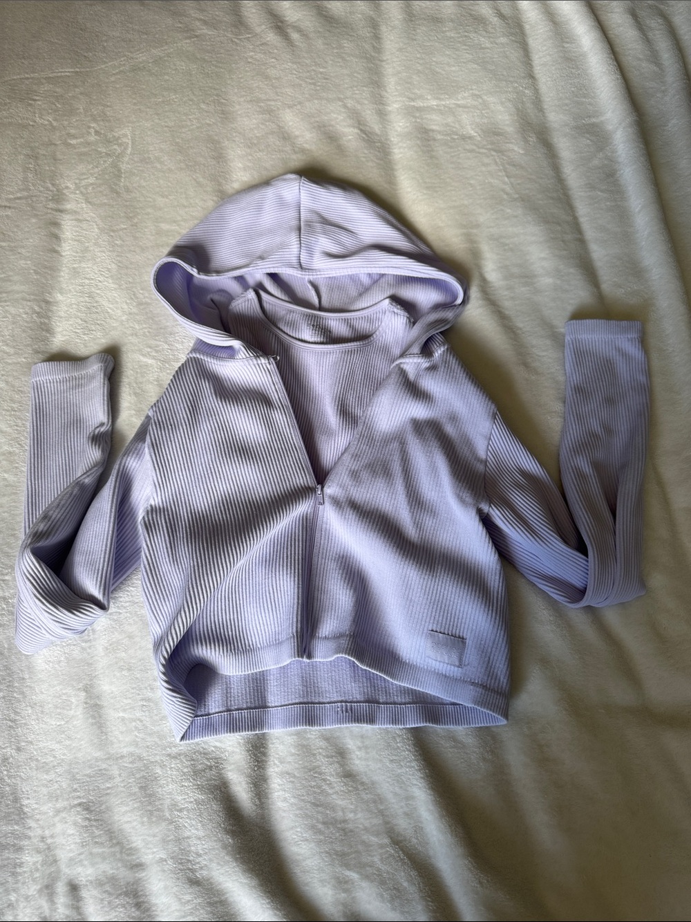 refuge Lavender Ribbed Cropped Hoodie